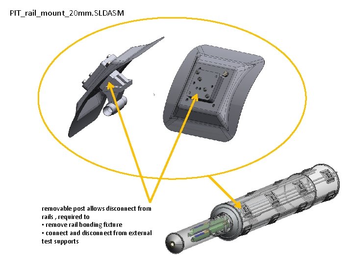 PIT_rail_mount_20 mm. SLDASM removable post allows disconnect from rails , required to • remove