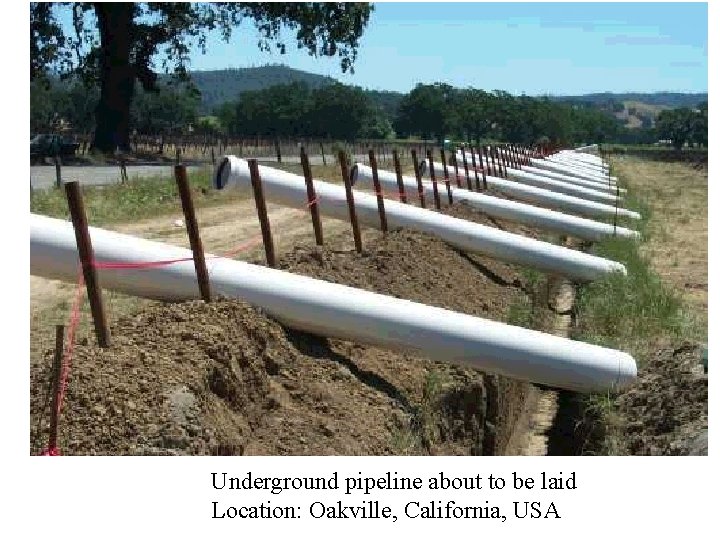 Underground pipeline about to be laid Location: Oakville, California, USA 