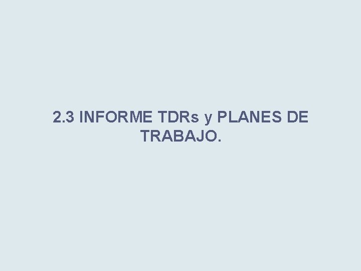 2. 3 INFORME TDRs y PLANES DE TRABAJO. 