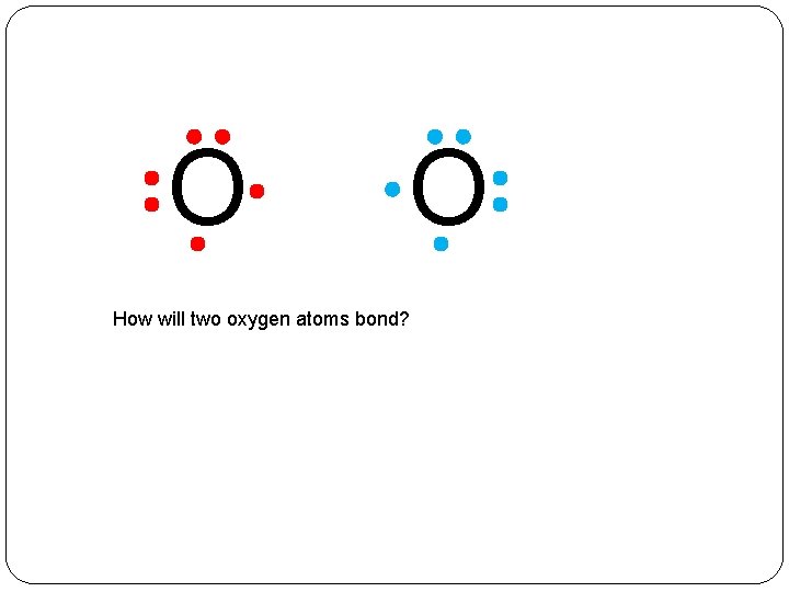 O O How will two oxygen atoms bond? 