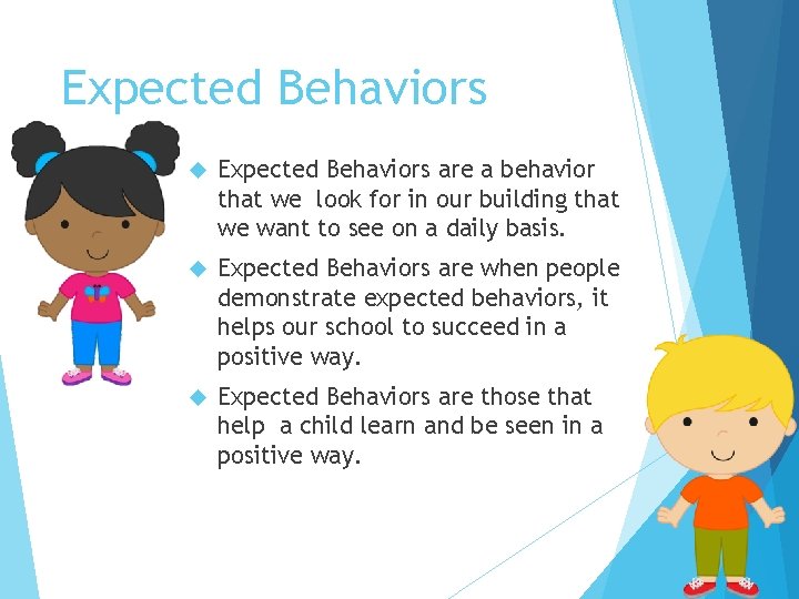 Expected Behaviors are a behavior that we look for in our building that we