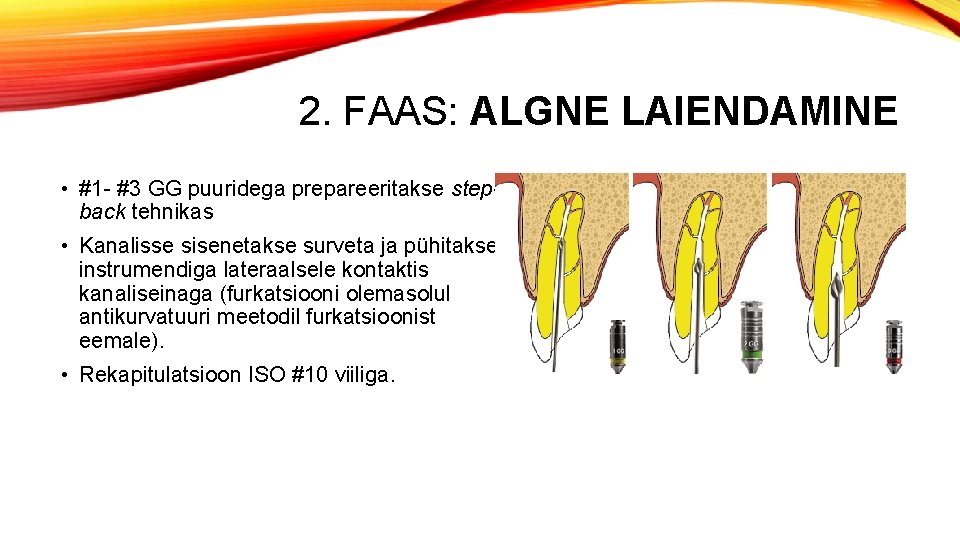 2. FAAS: ALGNE LAIENDAMINE • #1 - #3 GG puuridega prepareeritakse stepback tehnikas •