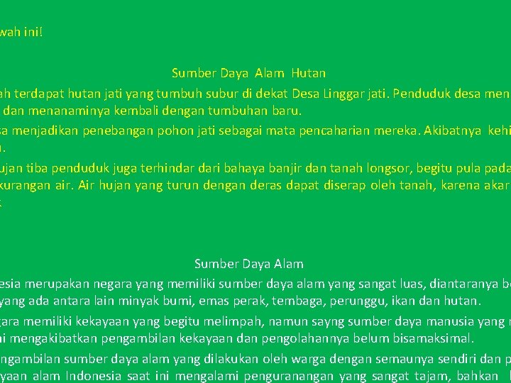 wah ini! Sumber Daya Alam Hutan ah terdapat hutan jati yang tumbuh subur di