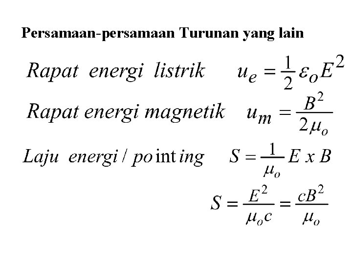 Persamaan-persamaan Turunan yang lain 