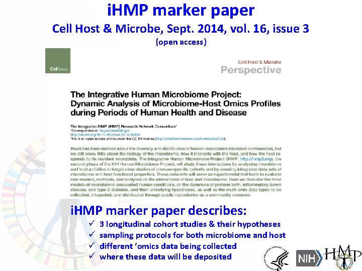 i. HMP marker paper Cell Host & Microbe, Sept. 2014, vol. 16, issue 3