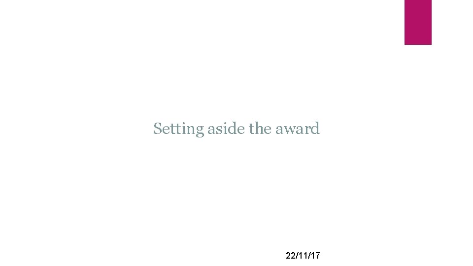 Setting aside the award 22/11/17 
