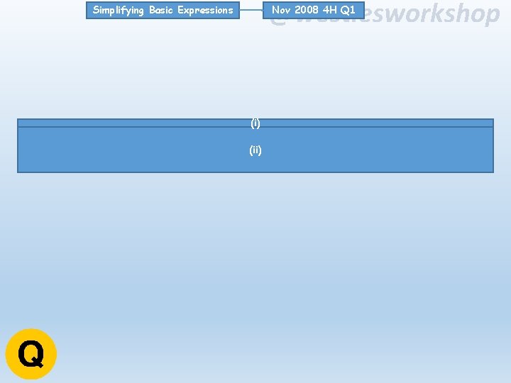 @westiesworkshop Nov 2008 4 H Q 1 Simplifying Basic Expressions (i) (ii) 