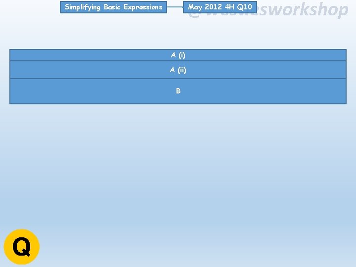 @westiesworkshop May 2012 4 H Q 10 Simplifying Basic Expressions A (i) A (ii)