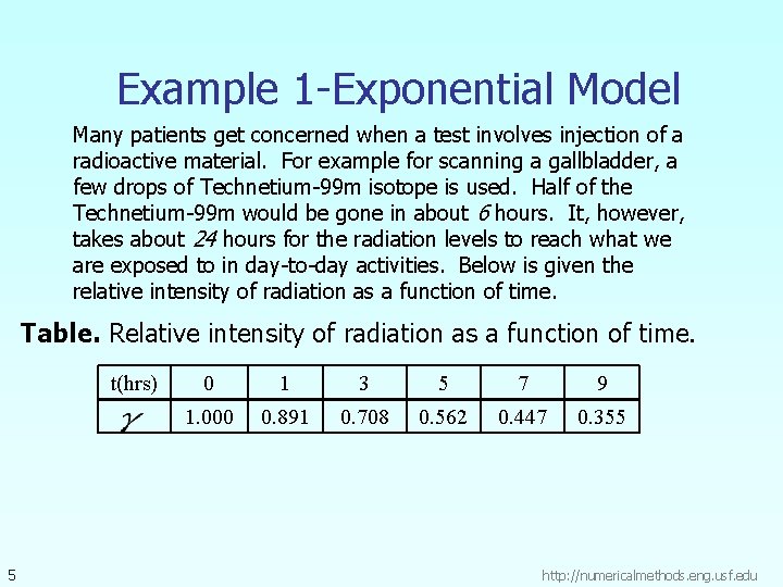 Example 1 -Exponential Model Many patients get concerned when a test involves injection of