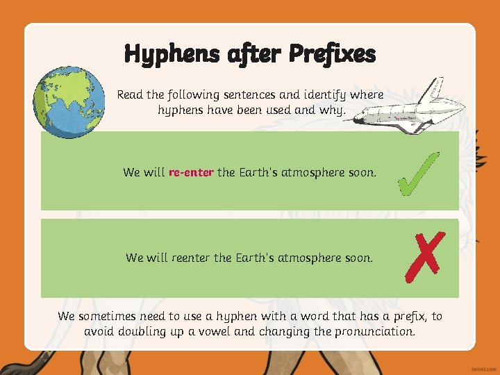 Hyphens after Prefixes Read the following sentences and identify where hyphens have been used