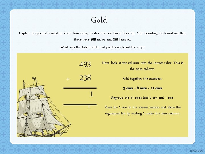 Gold Captain Greybeard wanted to know how many pirates were on board his ship.