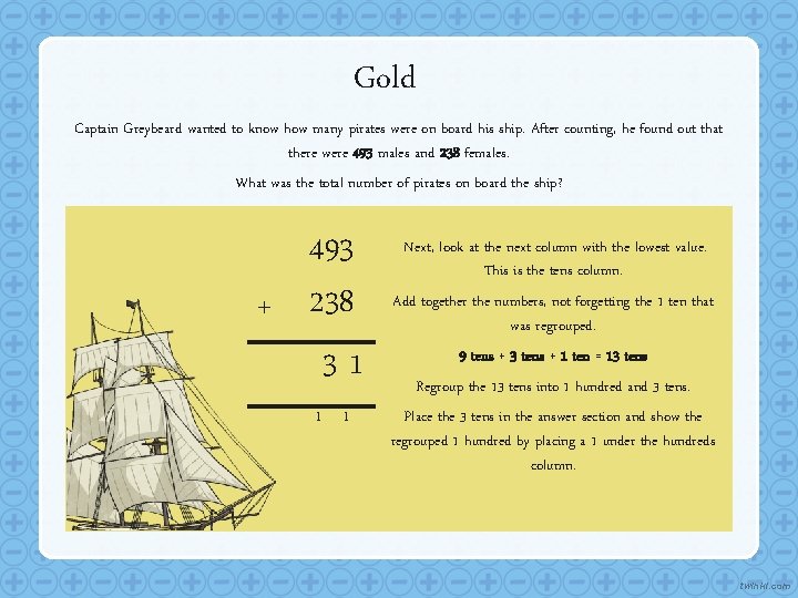 Gold Captain Greybeard wanted to know how many pirates were on board his ship.