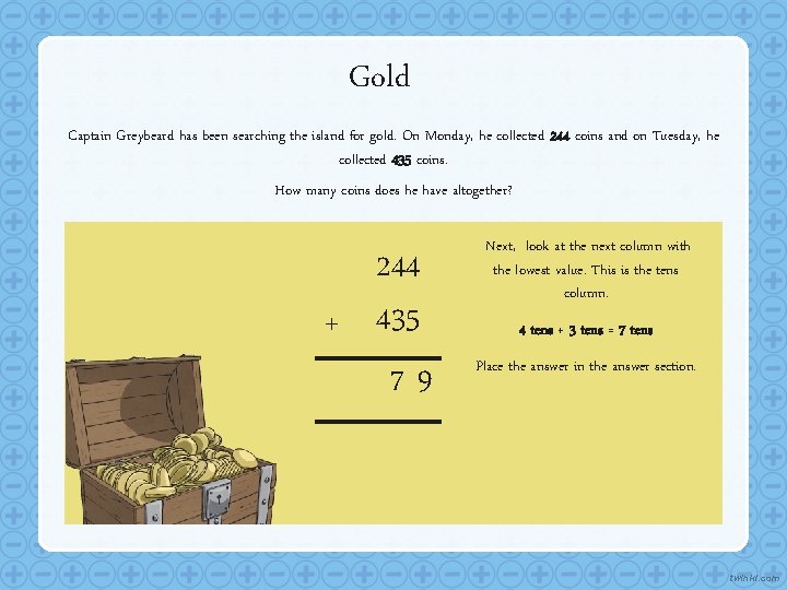 Gold Captain Greybeard has been searching the island for gold. On Monday, he collected