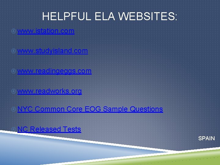 HELPFUL ELA WEBSITES: www. istation. com www. studyisland. com www. readingeggs. com www. readworks.