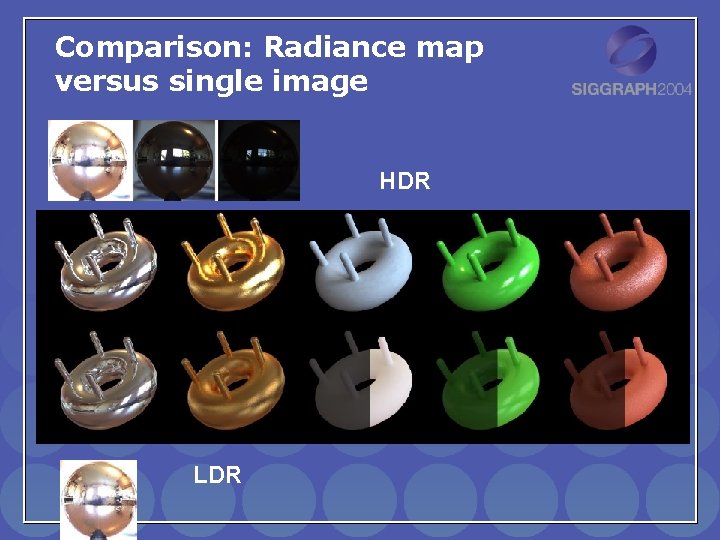 Comparison: Radiance map versus single image HDR LDR 