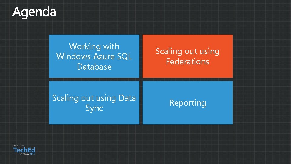 Working with Windows Azure SQL Database Scaling out using Federations Scaling out using Data