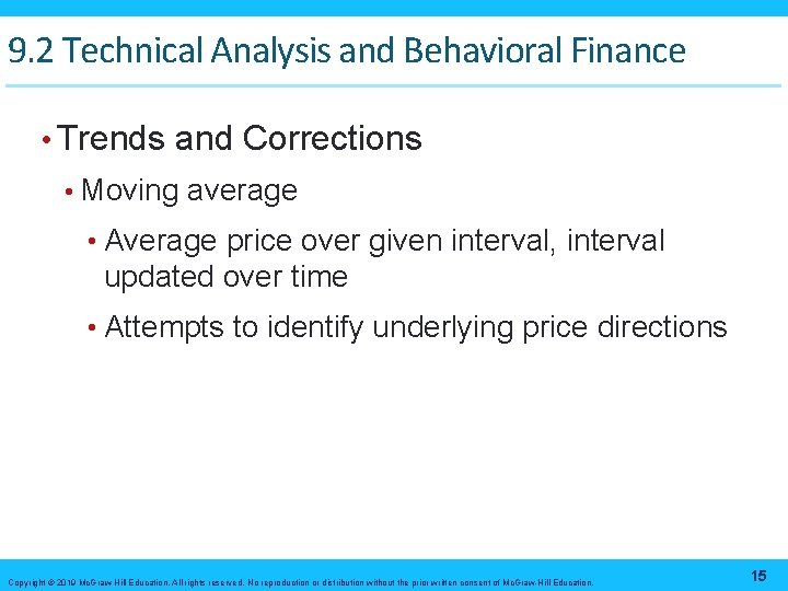 9. 2 Technical Analysis and Behavioral Finance • Trends and Corrections • Moving average