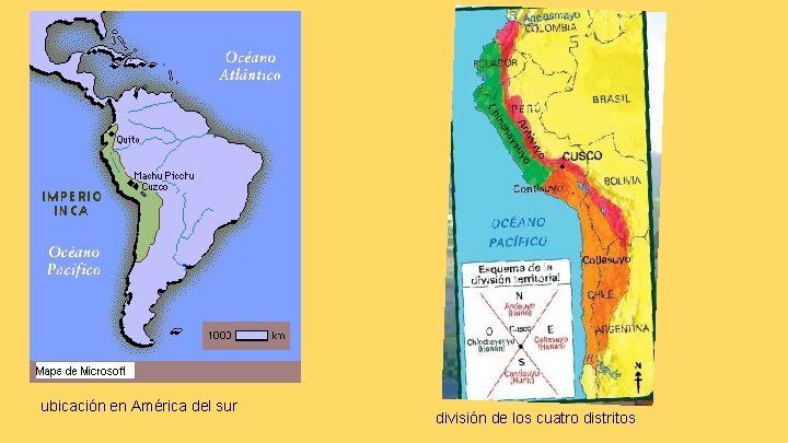 ubicación en América del sur división de los cuatro distritos 