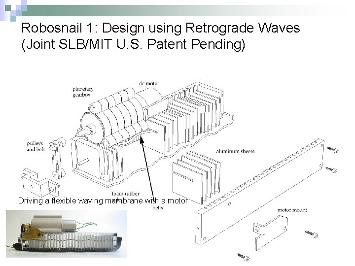 Robosnail 1: Design using Retrograde Waves (Joint SLB/MIT U. S. Patent Pending) Driving a