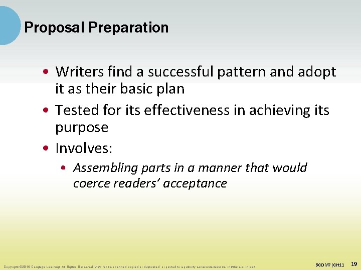 Proposal Preparation • Writers find a successful pattern and adopt it as their basic