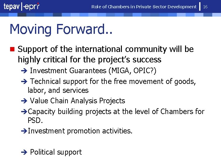 Role of Chambers in Private Sector Development Role