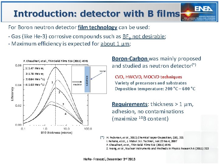 Introduction: detector with B films For Boron neutron detector film technology can be used: