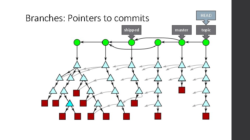 Branches: Pointers to commits shipped HEAD master topic 