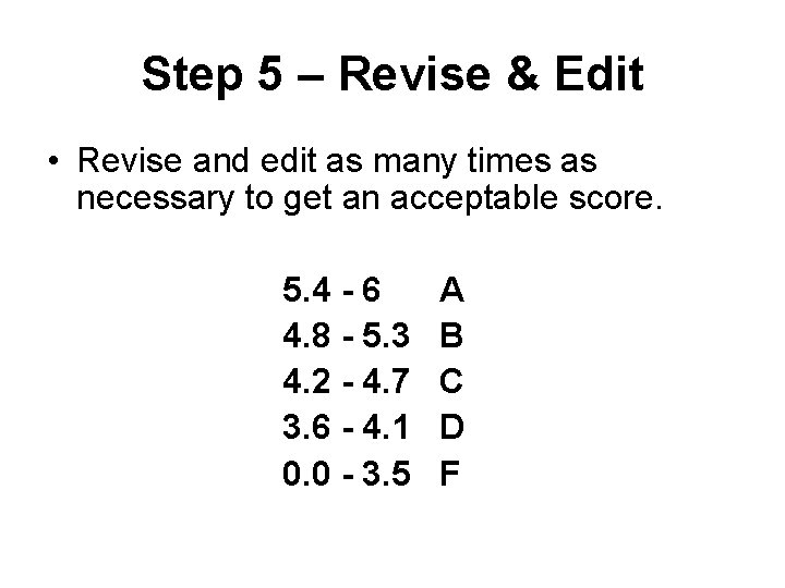 Step 5 – Revise & Edit • Revise and edit as many times as