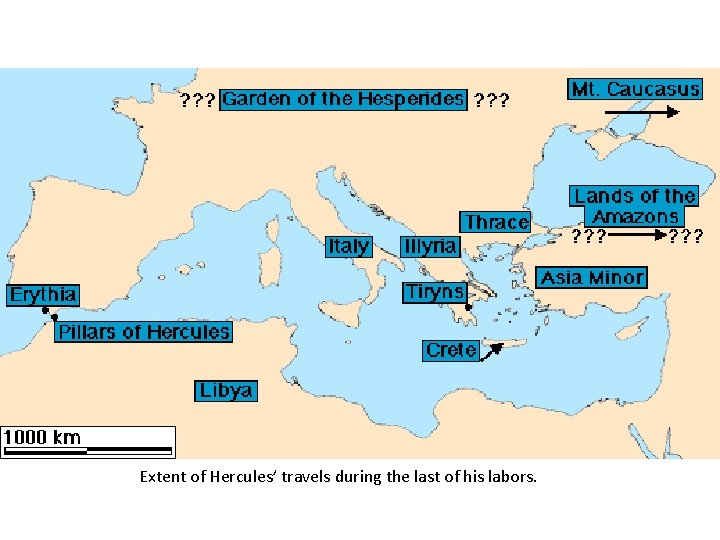 Extent of Hercules’ travels during the last of his labors. 