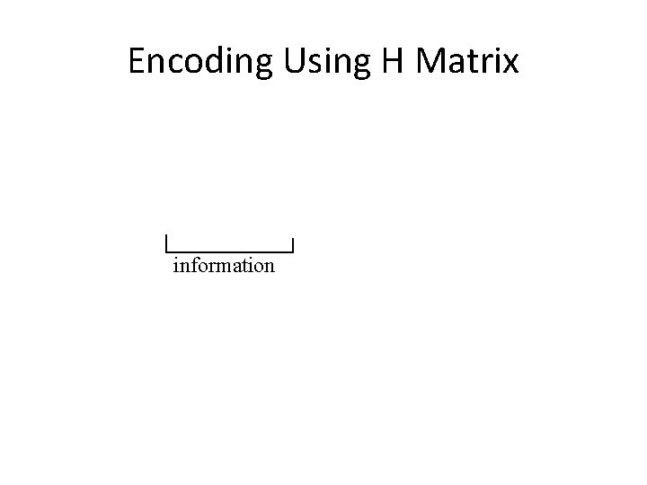 Encoding Using H Matrix information 