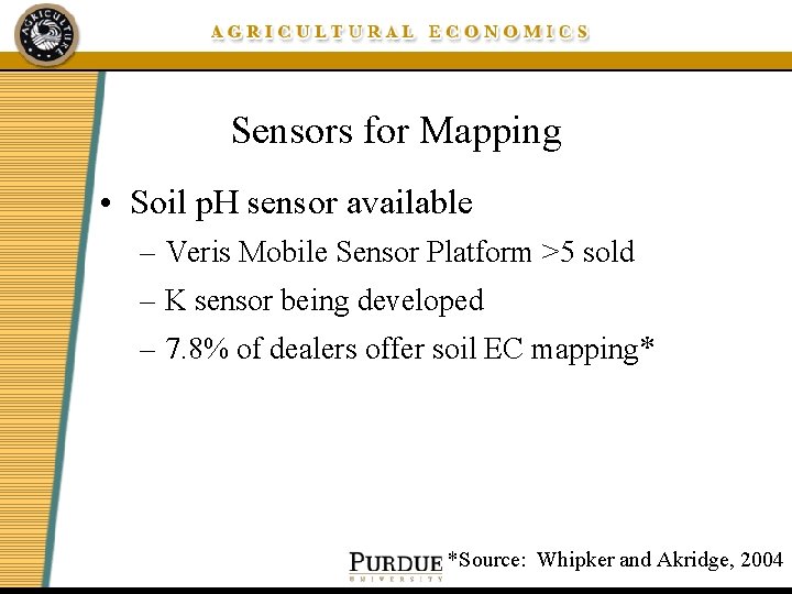 Sensors for Mapping • Soil p. H sensor available – Veris Mobile Sensor Platform
