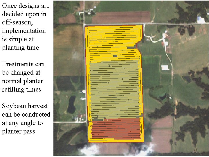 Once designs are decided upon in off-season, implementation is simple at planting time Treatments