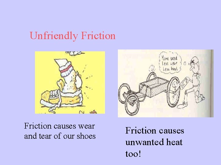Unfriendly Friction causes wear and tear of our shoes Friction causes unwanted heat too!