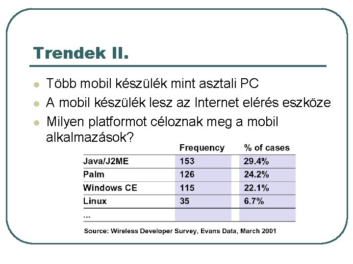 Trendek II. l l l Több mobil készülék mint asztali PC A mobil készülék Trendek II. l l l Több mobil készülék mint asztali PC A mobil készülék