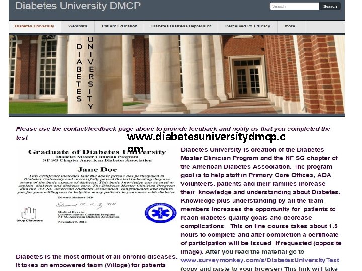 www. diabetesuniversitydmcp. c om 