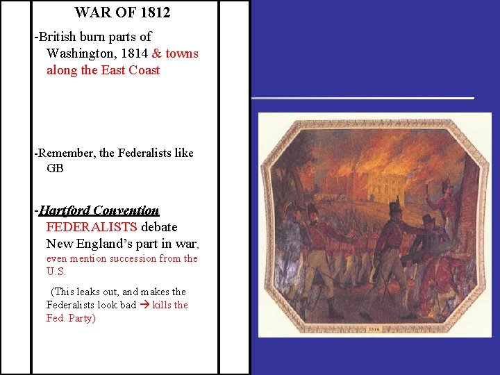 WAR OF 1812 -British burn parts of Washington, 1814 & towns along the East
