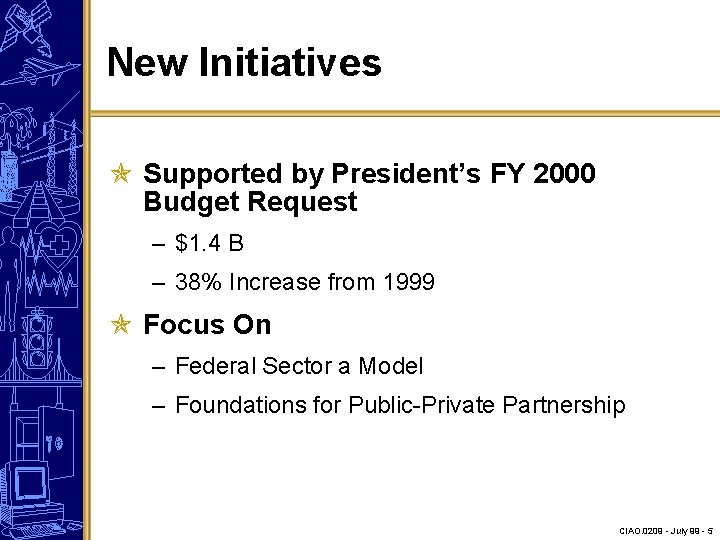 New Initiatives Supported by President’s FY 2000 Budget Request – $1. 4 B –