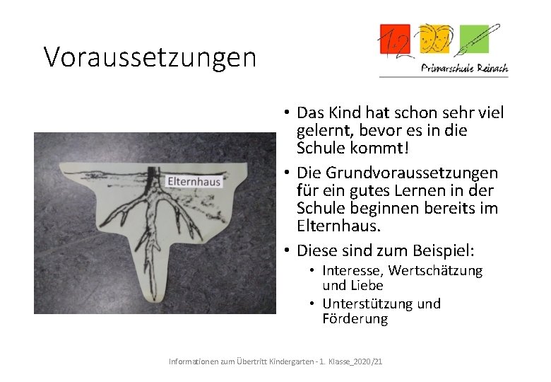 Voraussetzungen • Das Kind hat schon sehr viel gelernt, bevor es in die Schule