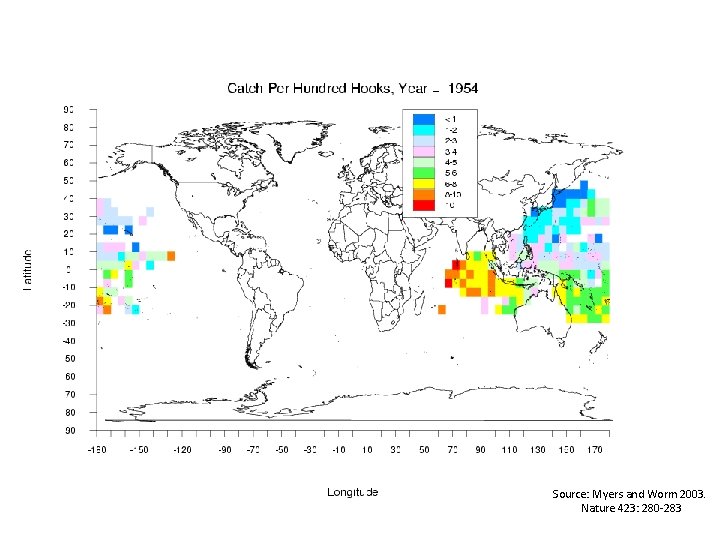 Source: Myers and Worm 2003. Nature 423: 280 -283 