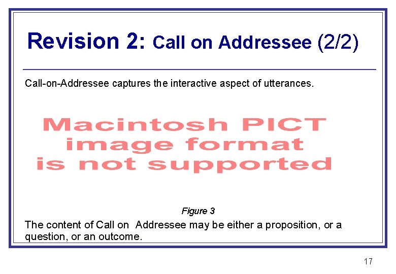 Revision 2: Call on Addressee (2/2) Call-on-Addressee captures the interactive aspect of utterances. Figure