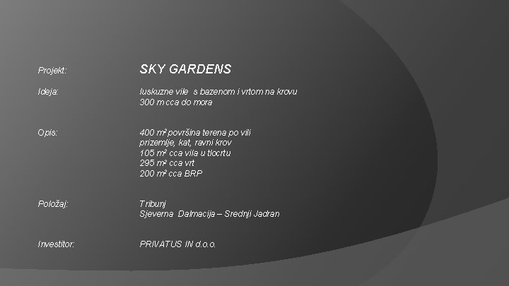 Projekt: SKY GARDENS Ideja: luskuzne vile s bazenom i vrtom na krovu 300 m