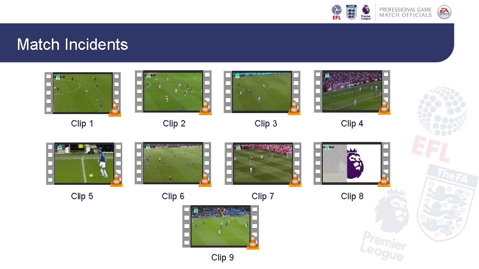 Match Incidents Clip 1 Clip 2 Clip 5 Clip 6 Clip 3 Clip 7