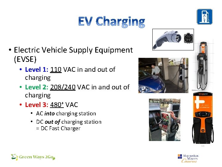  • Electric Vehicle Supply Equipment (EVSE) • Level 1: 110 VAC in and