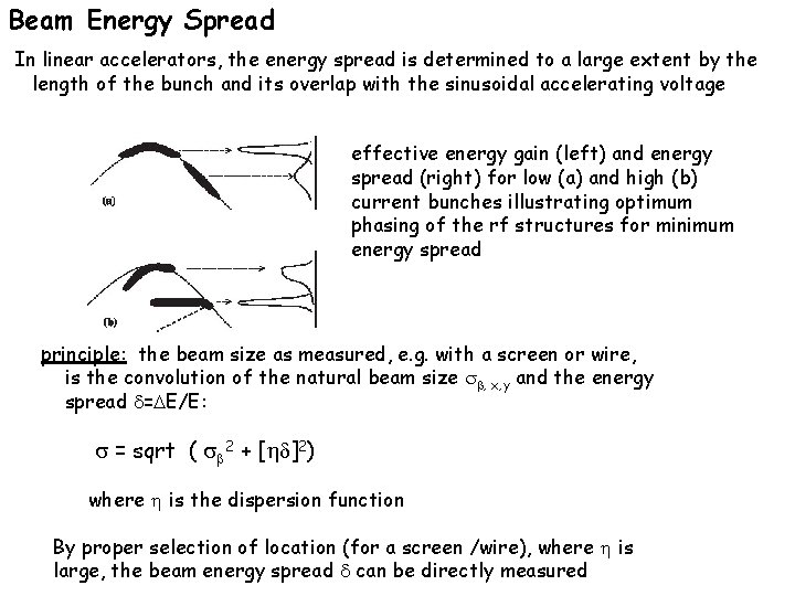 Beam Energy Spread In linear accelerators, the energy spread is determined to a large
