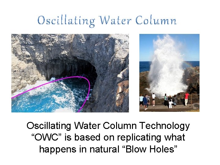 Oscillating Water Column Technology “OWC” is based on replicating what happens in natural “Blow