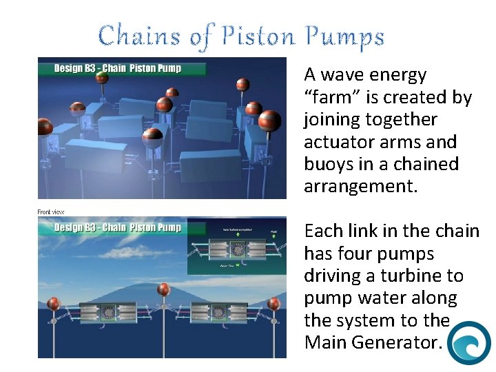 A wave energy “farm” is created by joining together actuator arms and buoys in