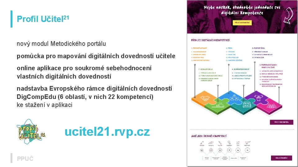 Profil Učitel 21 nový modul Metodického portálu pomůcka pro mapování digitálních dovedností učitele online