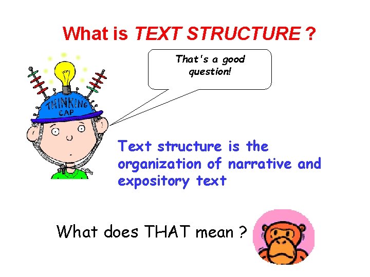 What is TEXT STRUCTURE ? That's a good question! Text structure is the organization