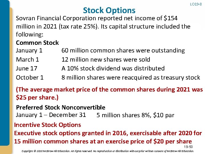 Stock Options LO 19 -8 Sovran Financial Corporation reported net income of $154 million