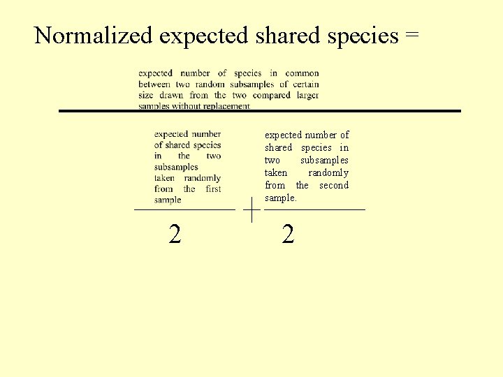Normalized expected shared species = expected number of shared species in two subsamples taken